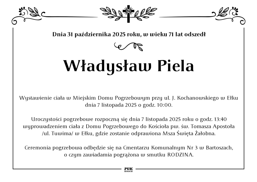 Władysław Piela - nekrolog